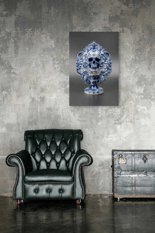 SkullBloom porselein kunst toegepast in stijlvol interieur