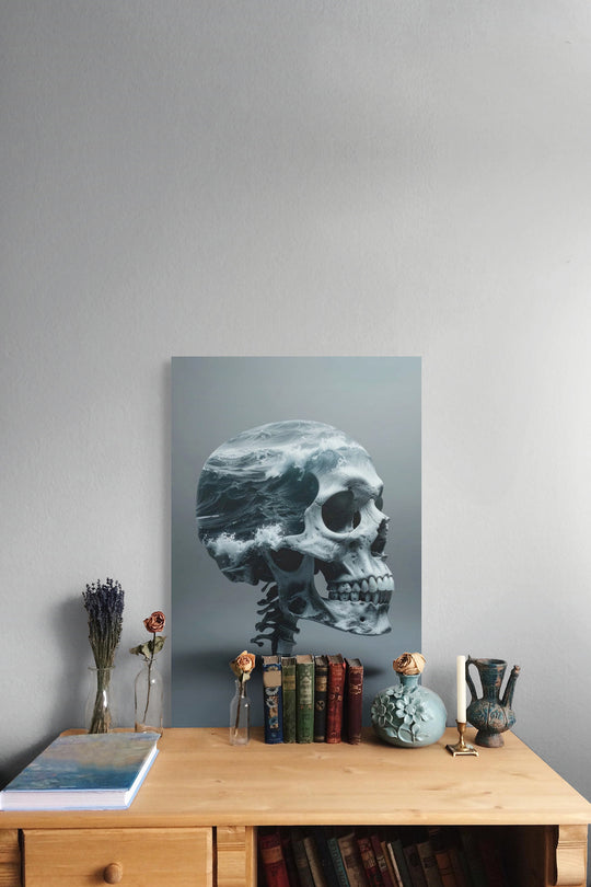 Skullbloom Dark schedel in zee als wanddecoratie in kantoor