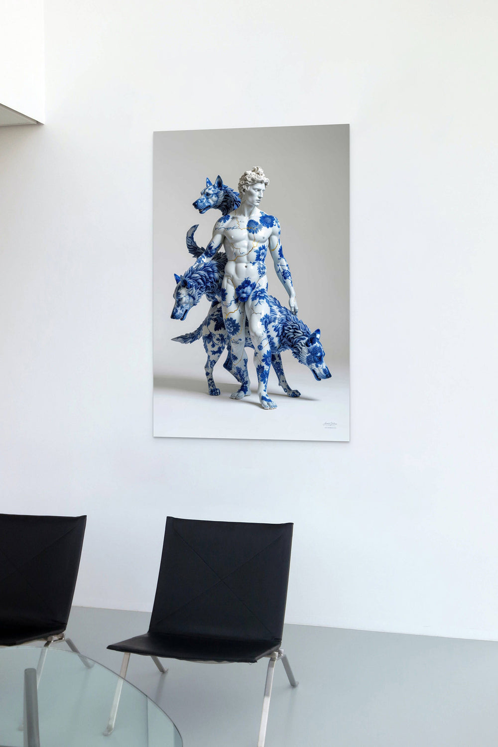 Skullbloom foto van Hades beeld toegepast als wandkunst in woonruimte