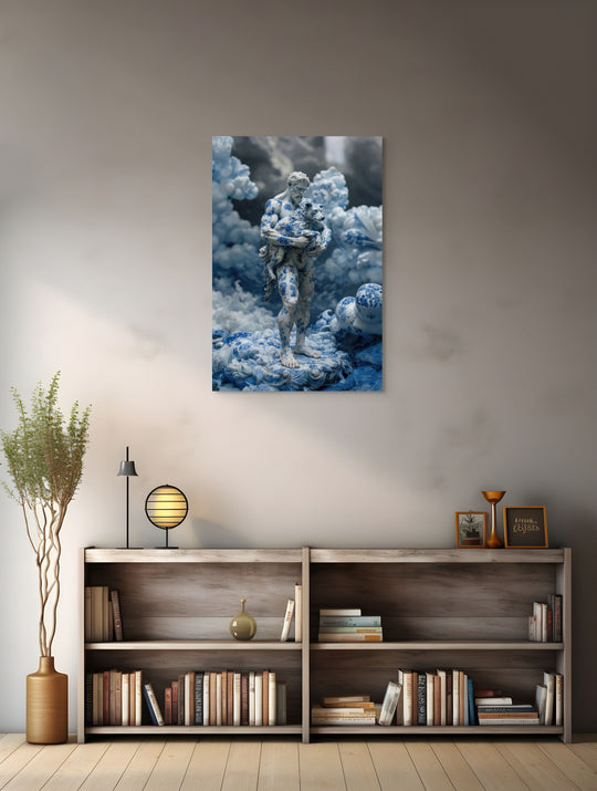 Foto van porseleinen Hades beeld met bloemen en goudaccenten tegen donkere achtergrond – Skullbloom