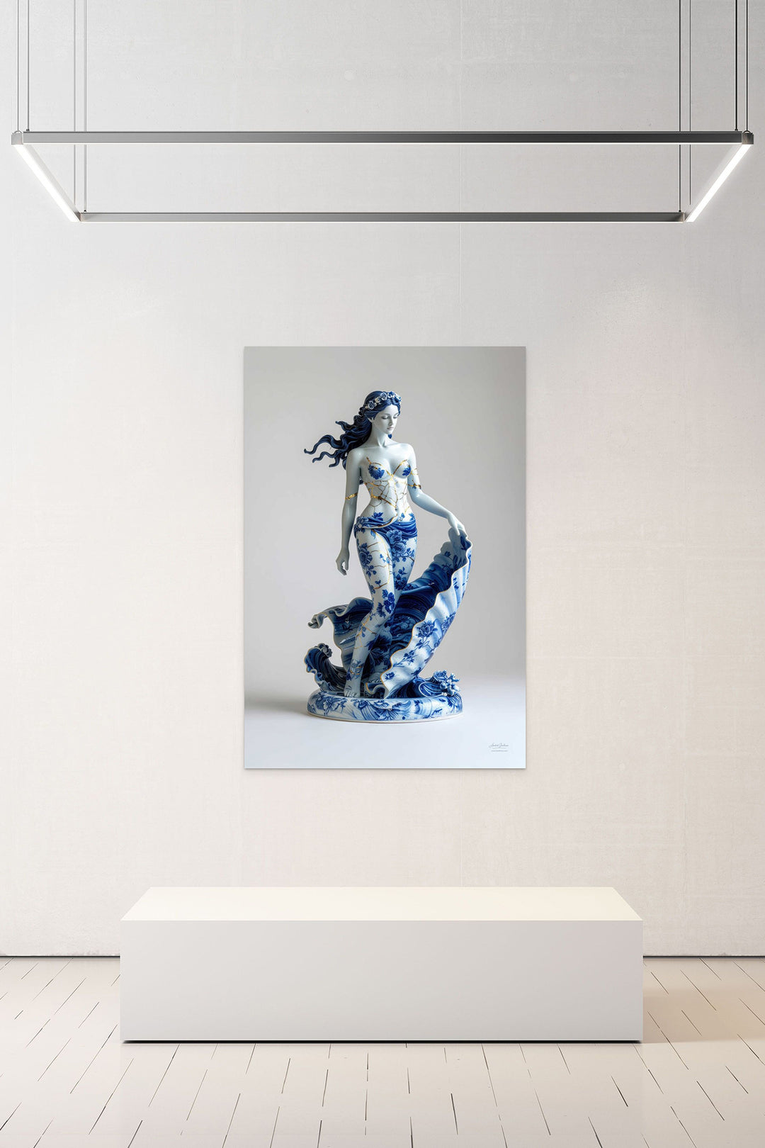 Skullbloom fotografisch kunstwerk van Aphrodite als statement in interieur