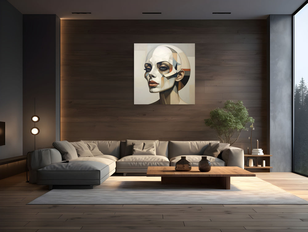 Veil kunstwerk op Silver Plated Mirror in modern interieur