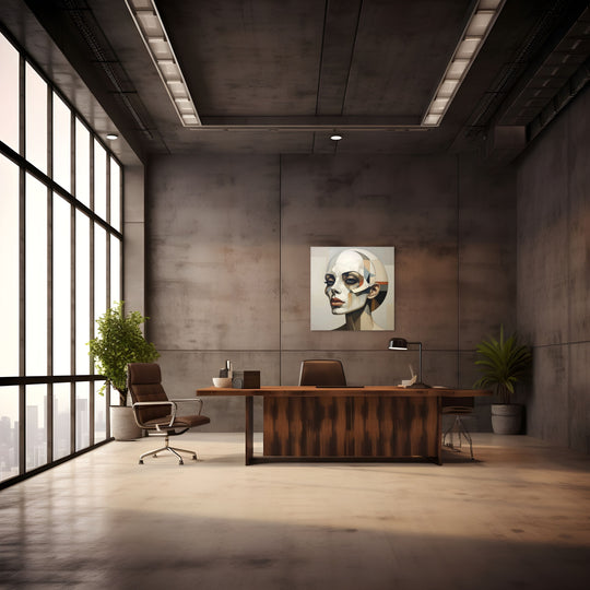 Veil wandkunst op Silver Plated Mirror in stijlvol kantoor