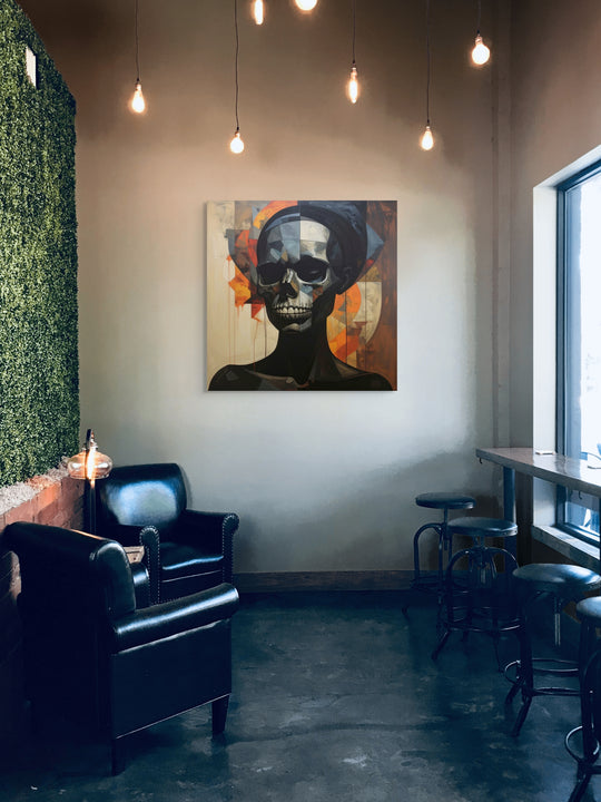 Veil kunstwerk als eyecatcher in minimalistisch interieur