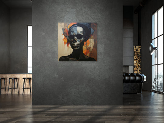 Statement art Veil uit het SkullBloom Universum aan de muur in luxe woonruimte