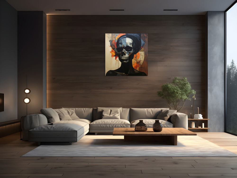 Veil kunstwerk op Silver Plated Mirror in modern interieur door Hendrik Skullman