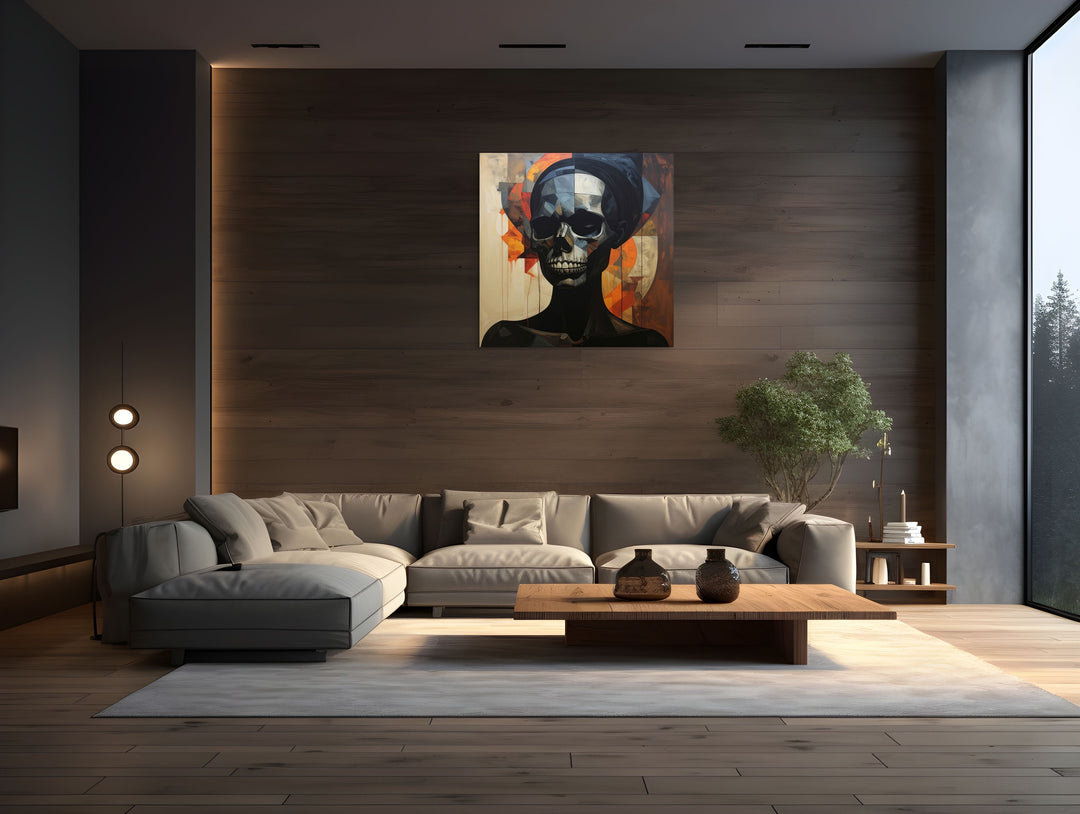 Veil kunstwerk op Silver Plated Mirror in modern interieur door Hendrik Skullman