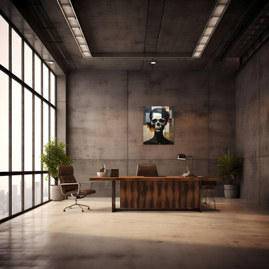 Veil wandkunst op Silver Plated Mirror in stijlvol kantoor