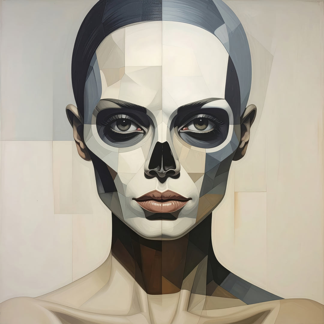 Architectonisch abstract portret Veil IV op Silver Plated Mirror