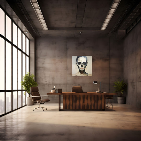 Veil wandkunst op Silver Plated Mirror in stijlvol kantoor