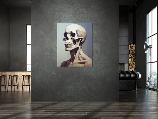 Statement art en eyecatcher van Hendrik Skullman met de titel Veil aan de muur in luxe woonruimte