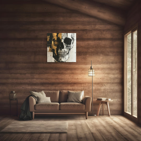 After the Bloom I kunstwerk boven bank, reflecterend Silver Plated Mirror oppervlak.