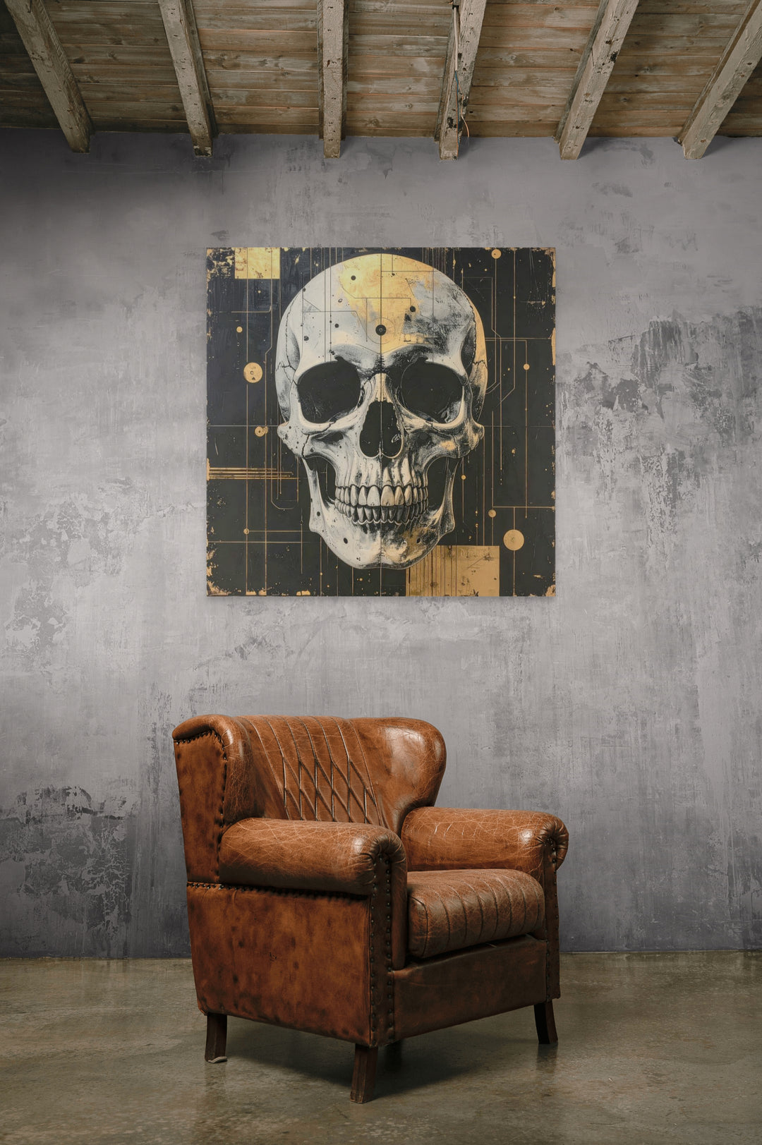 After the Bloom IV statement skull art in luxe interieur.
