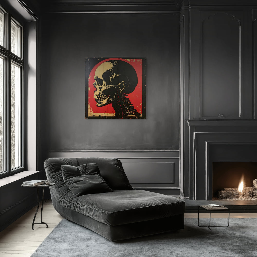 ICON I schedelkunst op Silver Plated Mirror in modern interieur