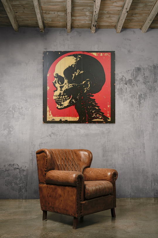 ICON I wandkunst op spiegelend zilver materiaal in luxe ruimte