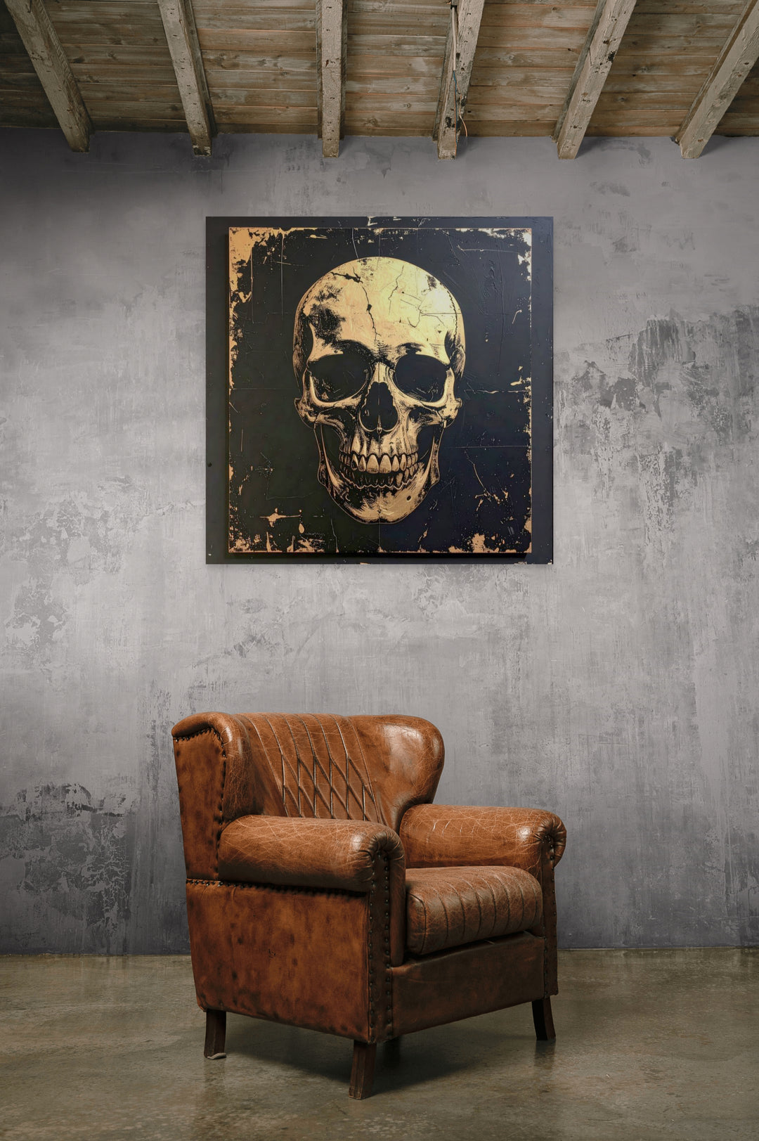 Hendrik Skullman ICON II spiegelend kunstwerk aan donkere wand