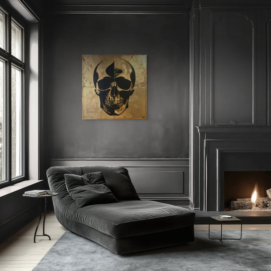 ICON III kunstwerk op Silver Plated Mirror in strak interieur