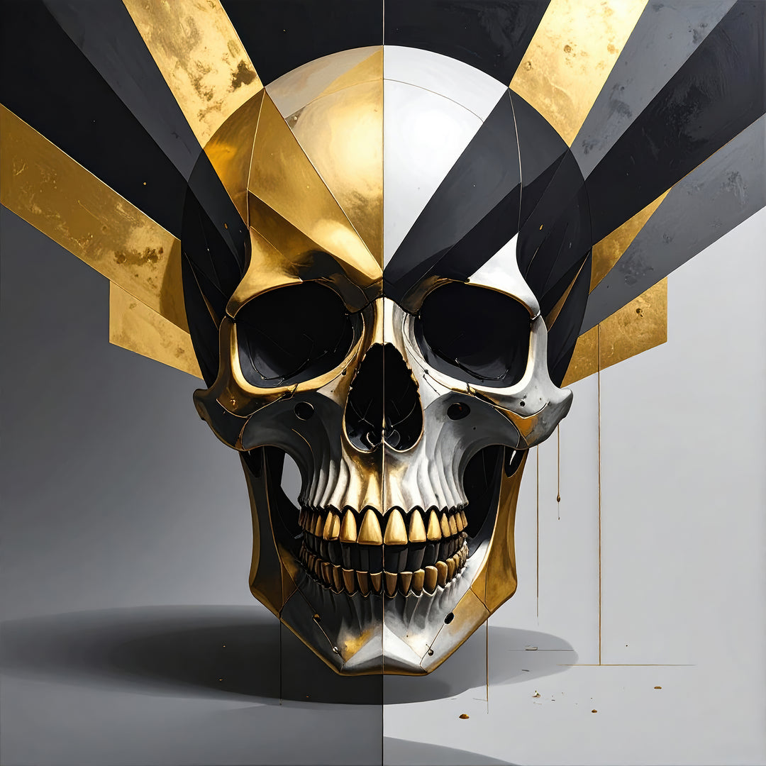 Futuristische schedel in goud, zwart en zilver, ICON IV Skullman
