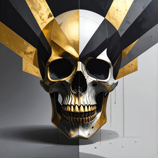 Futuristische schedel in goud, zwart en zilver, ICON IV Skullman