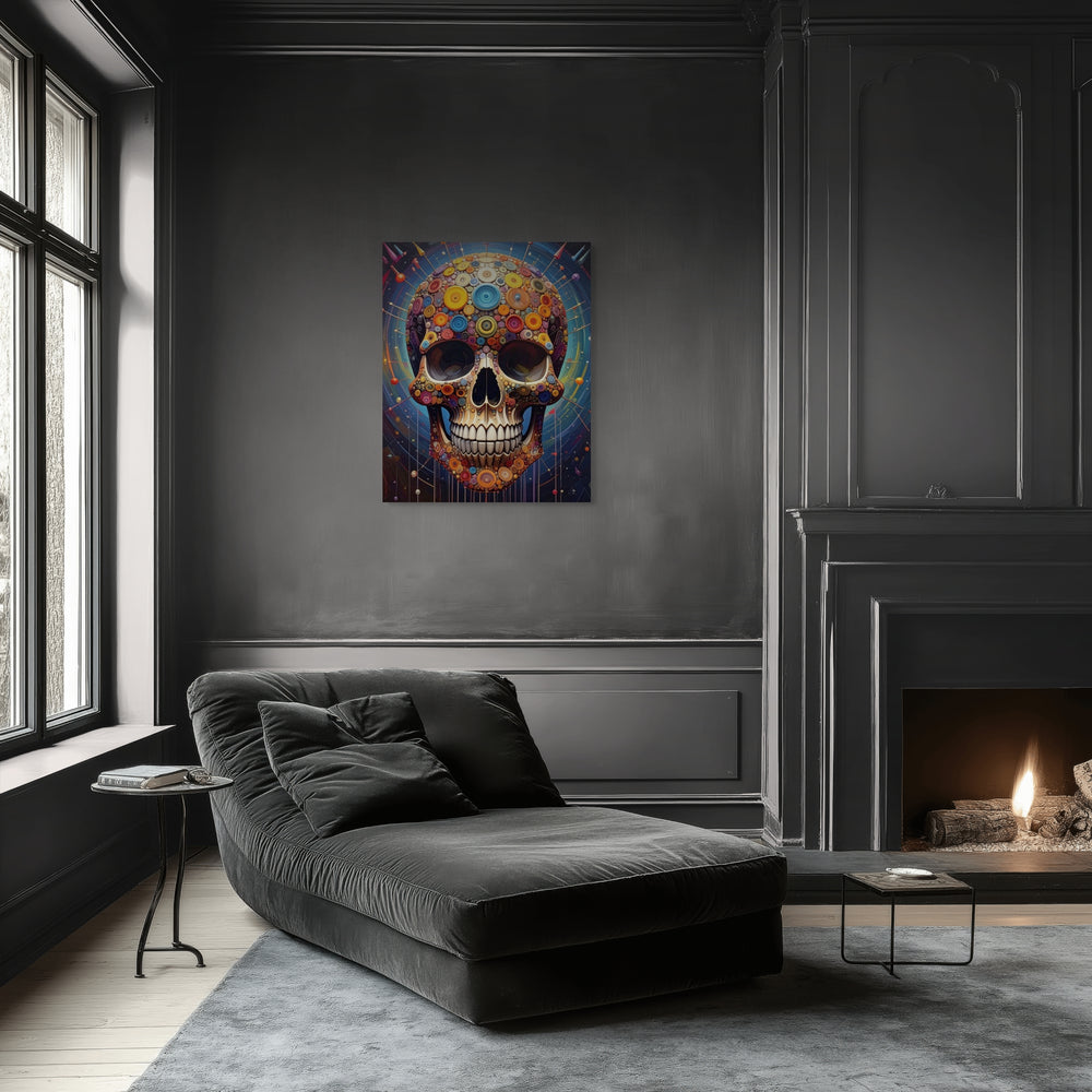 Memento Vividum 2 als opvallend kunstwerk boven een designmeubel