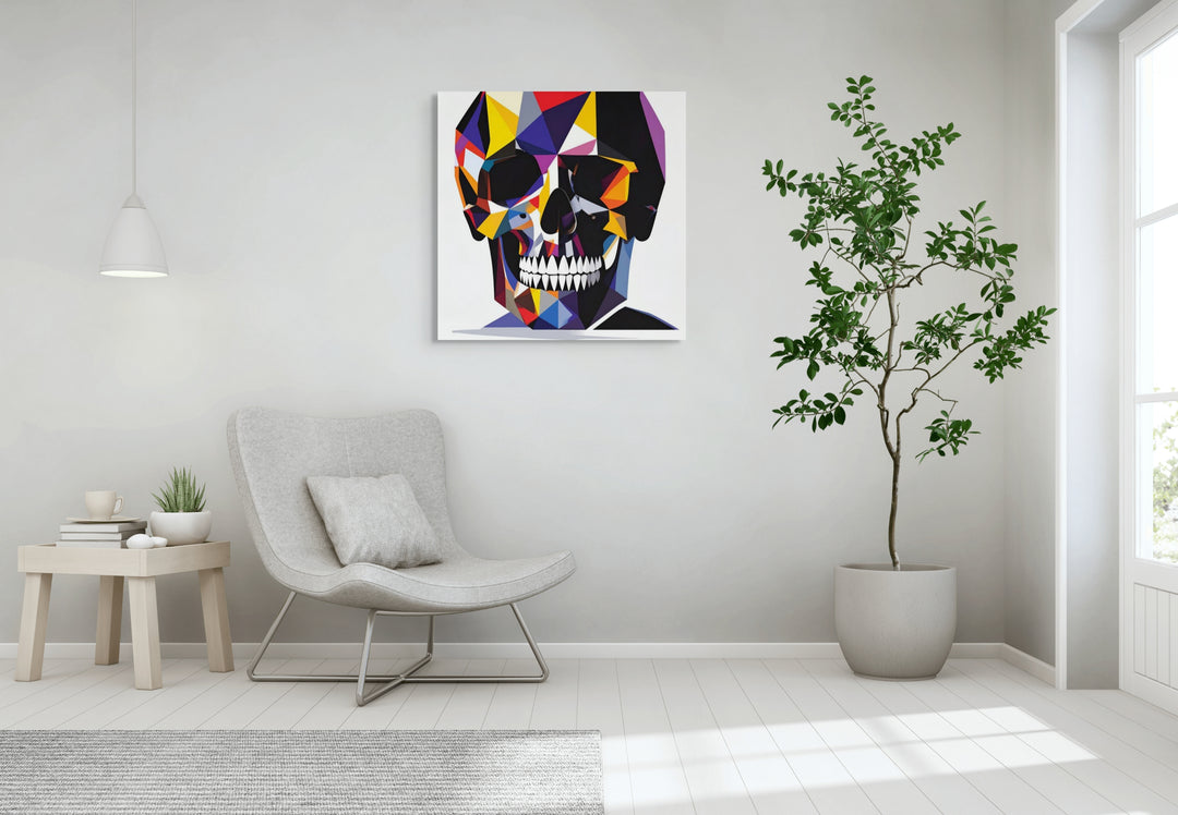 Minimalistische schedelkunst met reflecterend effect