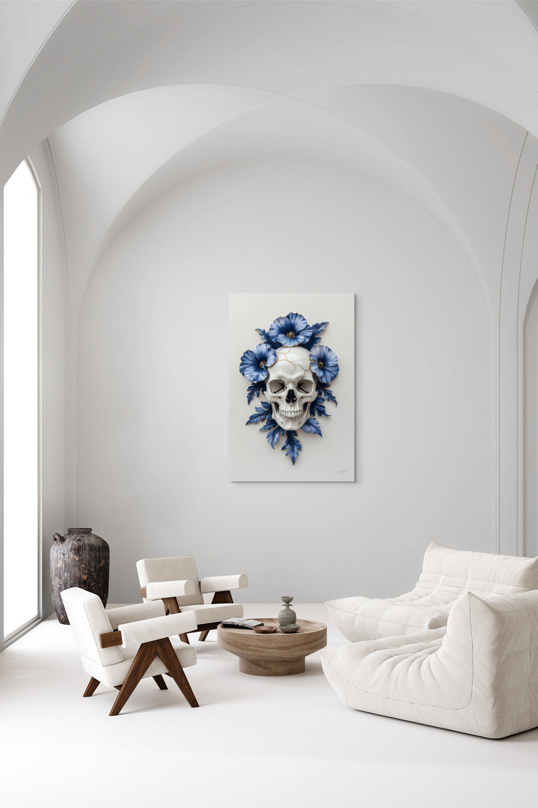 Skullbloom ornament kunst als eyecatcher in luxe interieur